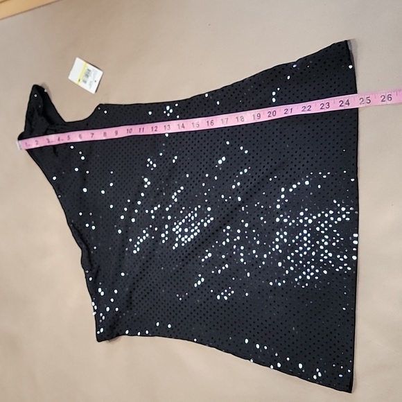 Love Tease Size M Black with Black Flat Sequins Single Shoulder Sleeveless Top - Picture 9 of 13